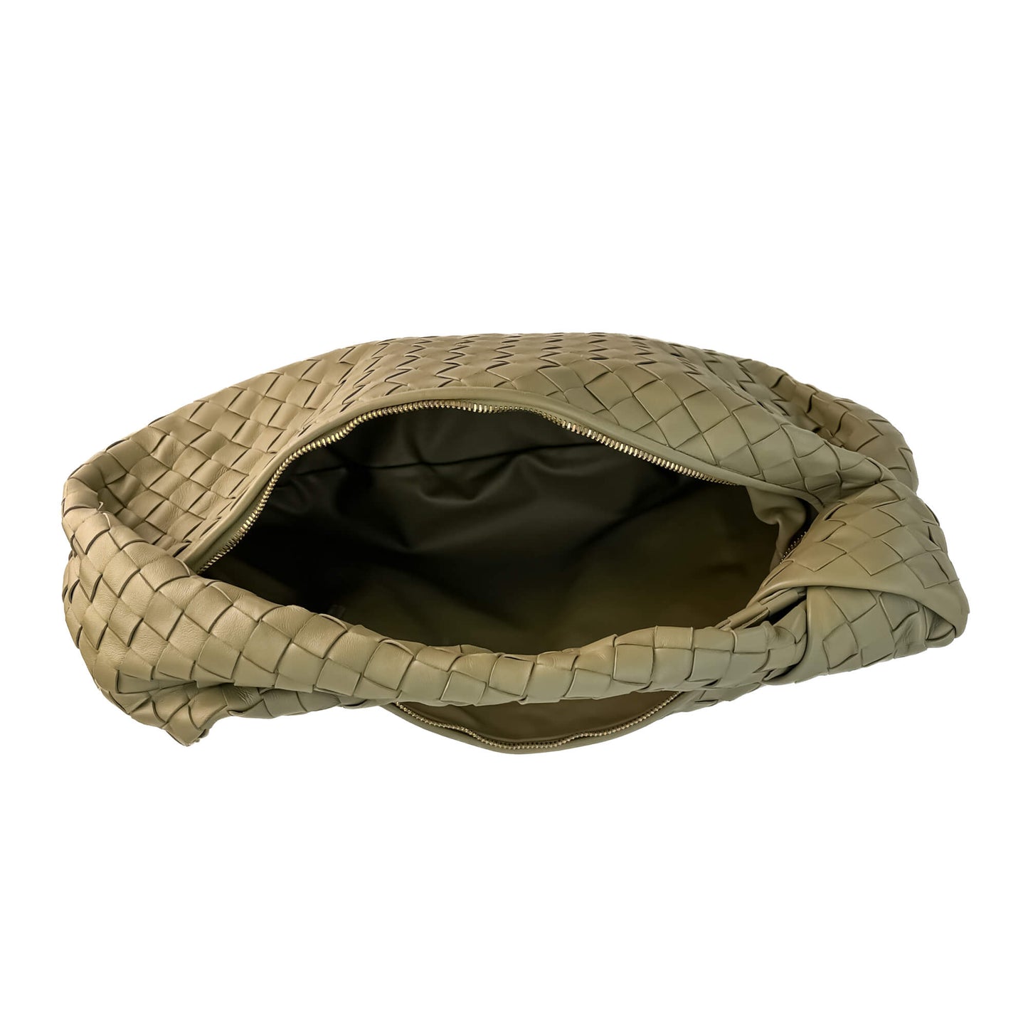 Second hand Bottega Veneta Jodie Classic Leather Intrecciato Hobo Handbag Travertine - Tabita Bags