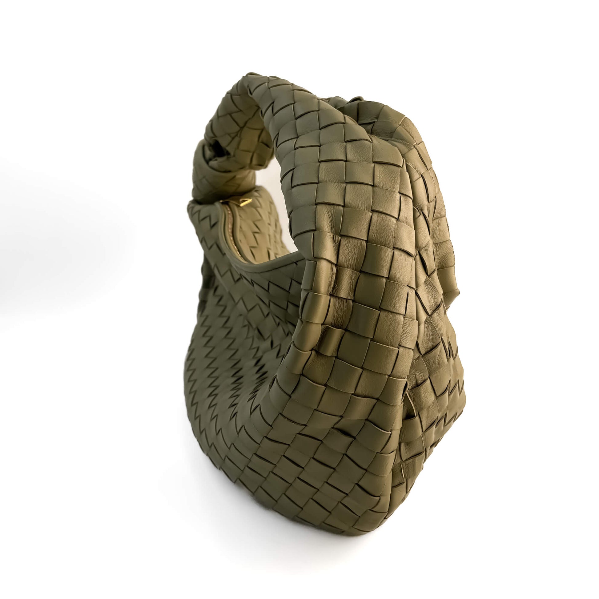 Second hand Bottega Veneta Jodie Classic Leather Intrecciato Hobo Handbag Travertine - Tabita Bags