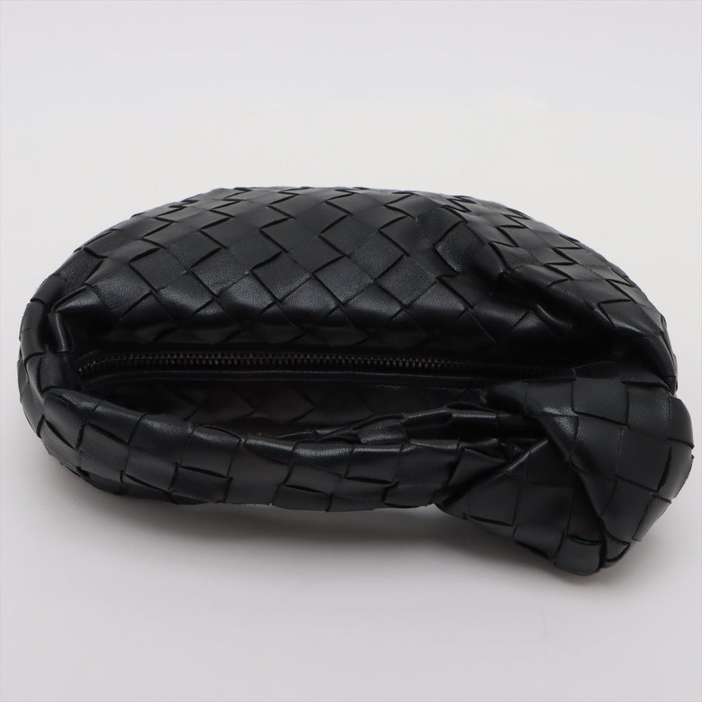 Second hand Bottega Veneta Jodie Mini Intrecciato Leather Hobo Handbag Black - Tabita Bags