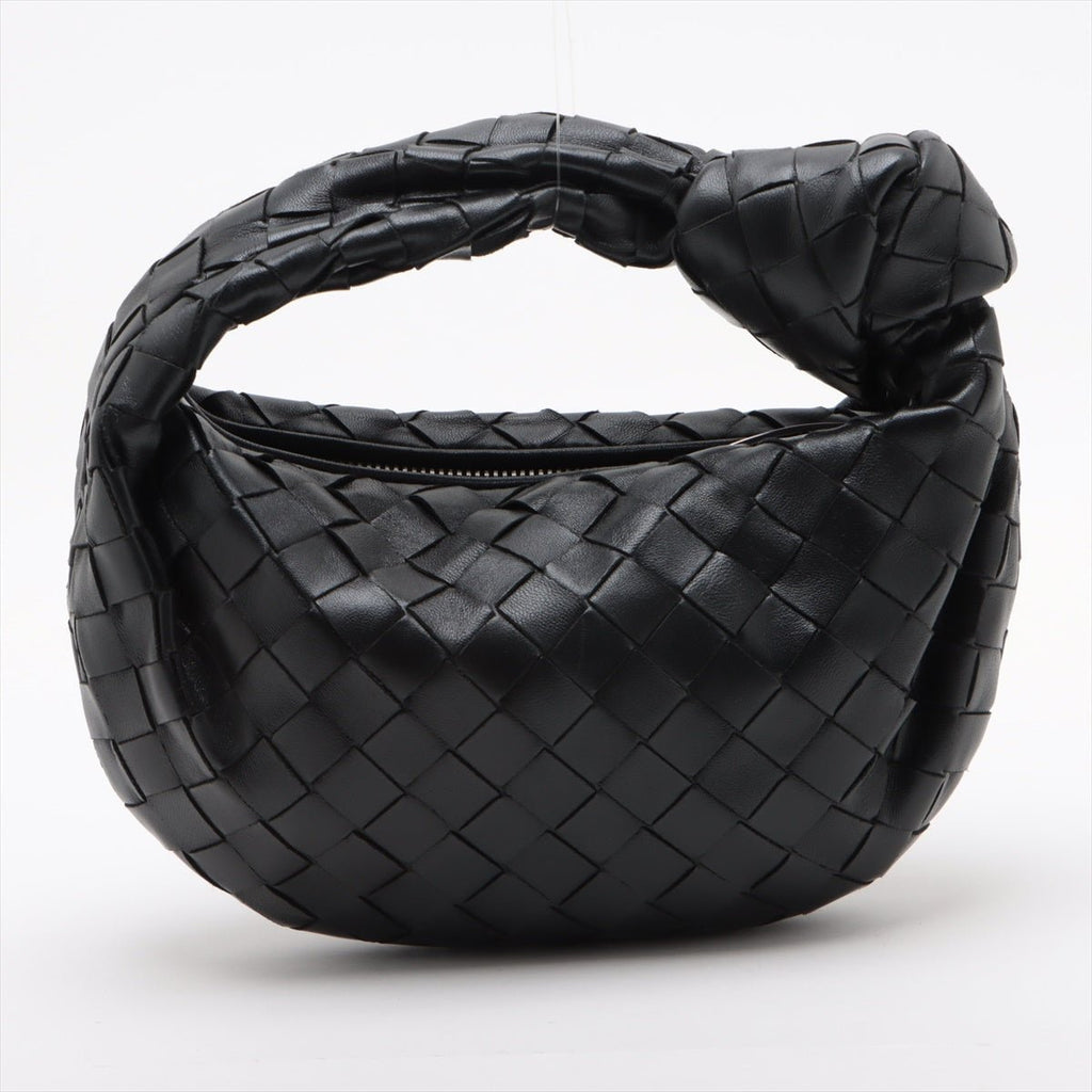 Second hand Bottega Veneta Jodie Mini Intrecciato Leather Hobo Handbag Black - Tabita Bags