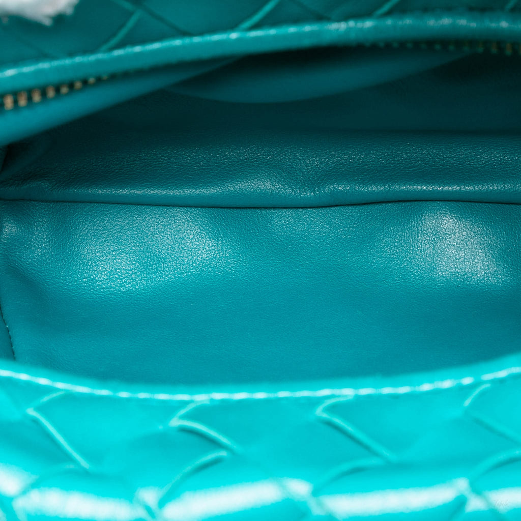 Second hand Bottega Veneta Jodie Mini Intrecciato Leather Hobo Handbag Blue - Tabita Bags