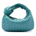 Second hand Bottega Veneta Jodie Mini Intrecciato Leather Hobo Handbag Blue - Tabita Bags