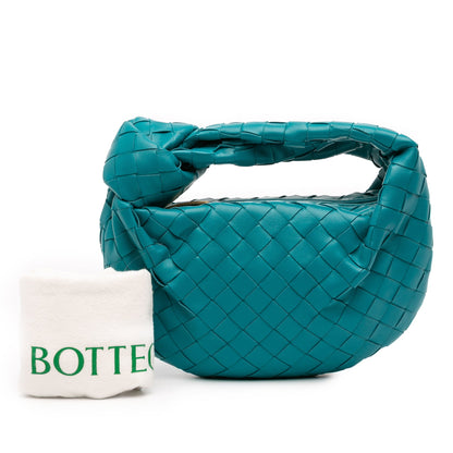 Second hand Bottega Veneta Jodie Mini Intrecciato Leather Hobo Handbag Blue - Tabita Bags