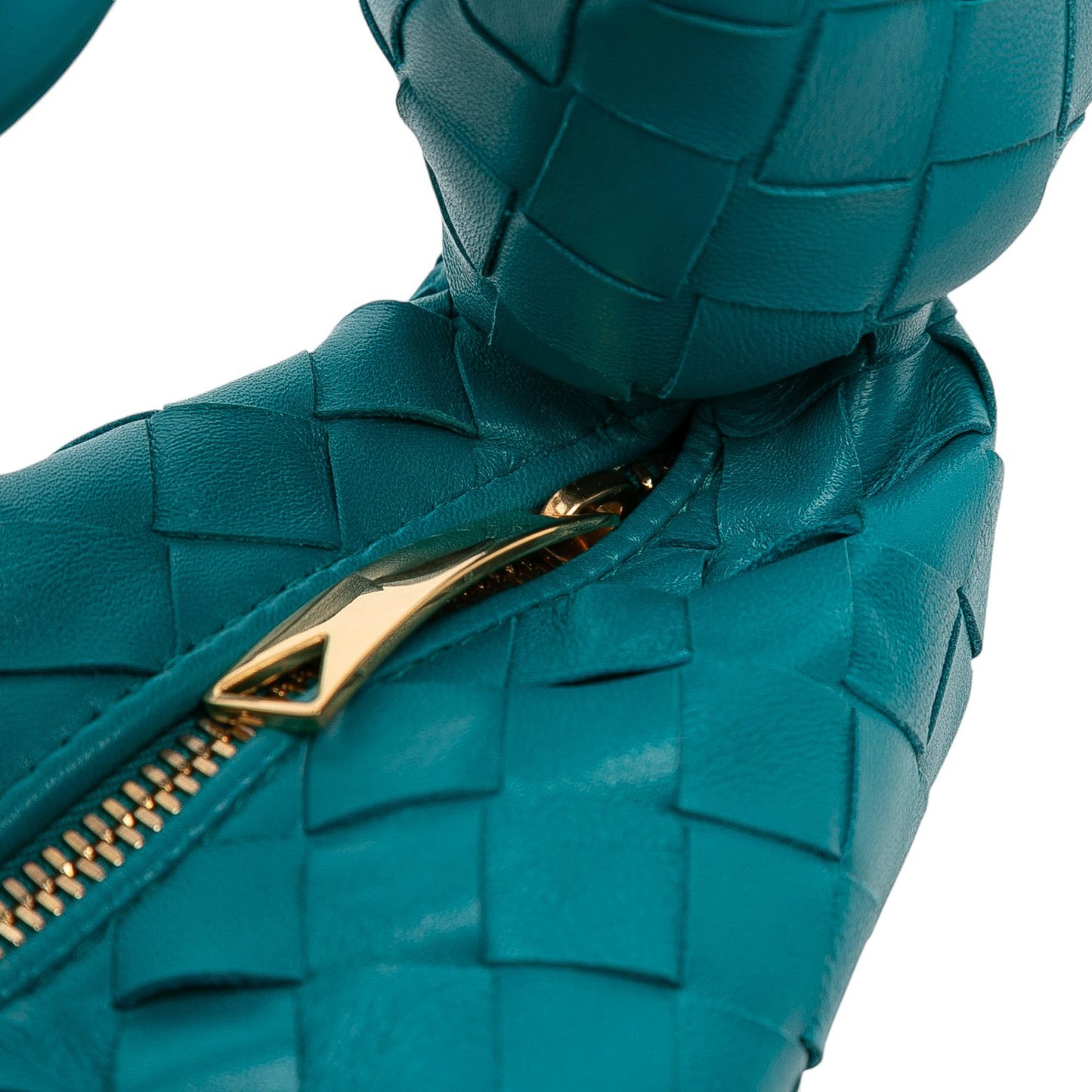 Second hand Bottega Veneta Jodie Mini Intrecciato Leather Hobo Handbag Blue - Tabita Bags