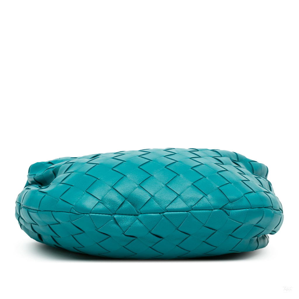 Second hand Bottega Veneta Jodie Mini Intrecciato Leather Hobo Handbag Blue - Tabita Bags