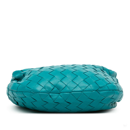 Second hand Bottega Veneta Jodie Mini Intrecciato Leather Hobo Handbag Blue - Tabita Bags