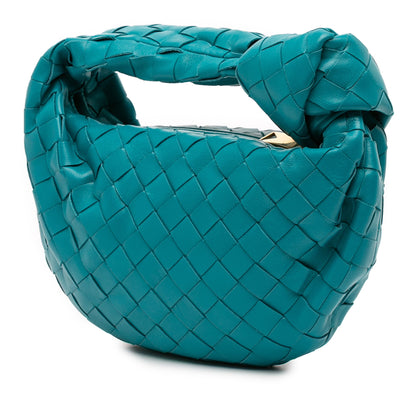 Second hand Bottega Veneta Jodie Mini Intrecciato Leather Hobo Handbag Blue - Tabita Bags