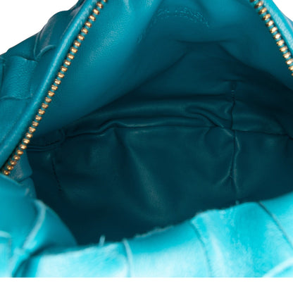 Second hand Bottega Veneta Jodie Mini Intrecciato Leather Hobo Handbag Blue - Tabita Bags