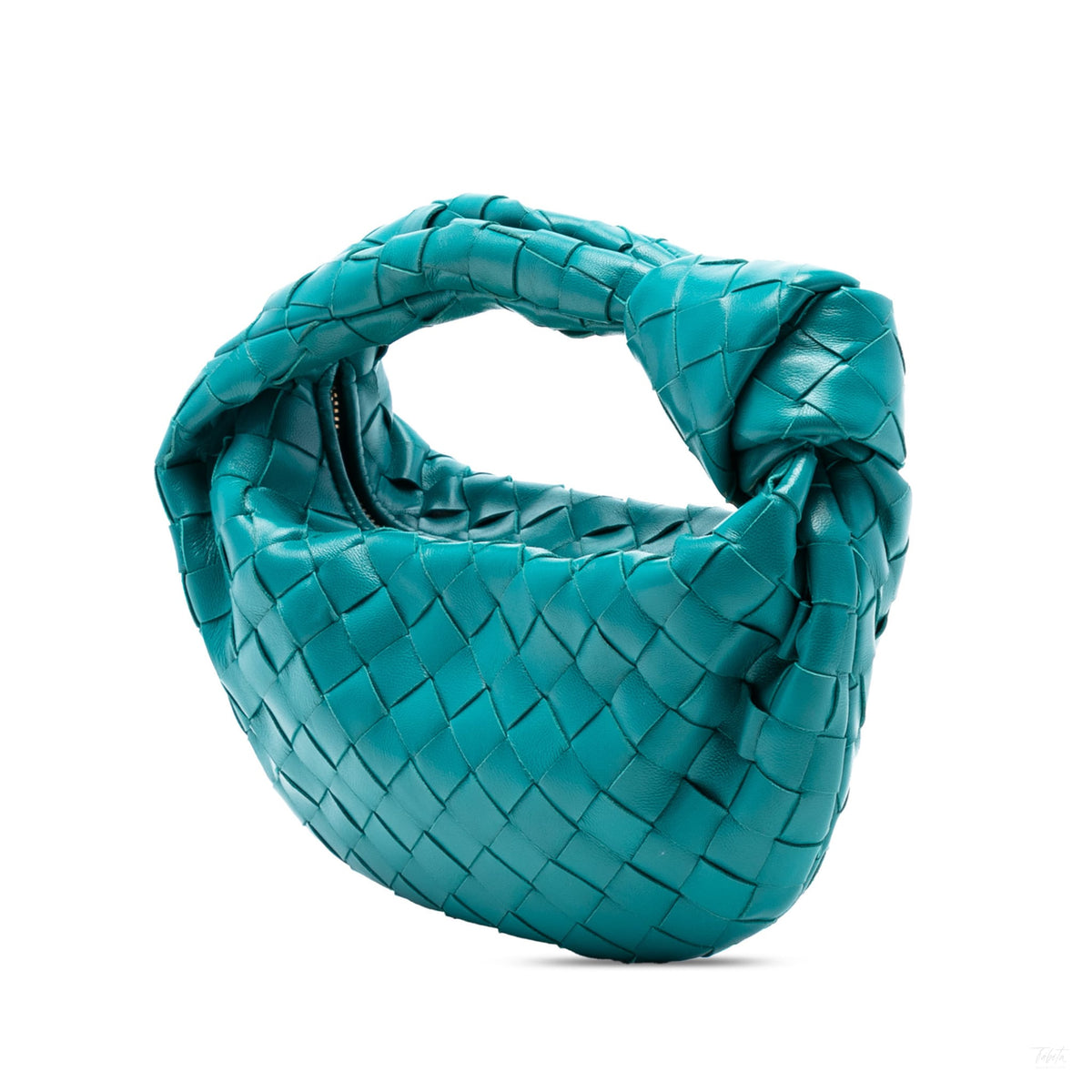Second hand Bottega Veneta Jodie Mini Intrecciato Leather Hobo Handbag Blue - Tabita Bags