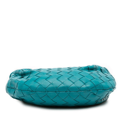 Second hand Bottega Veneta Jodie Mini Intrecciato Leather Hobo Handbag Blue - Tabita Bags