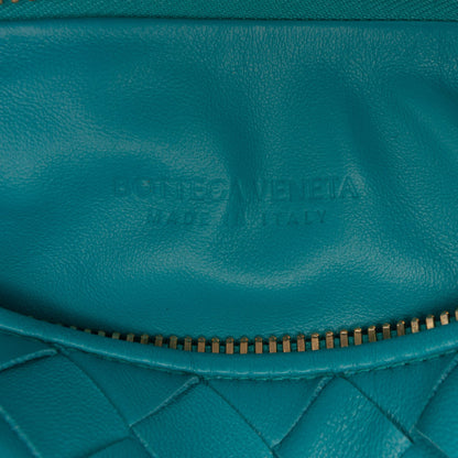 Second hand Bottega Veneta Jodie Mini Intrecciato Leather Hobo Handbag Blue - Tabita Bags