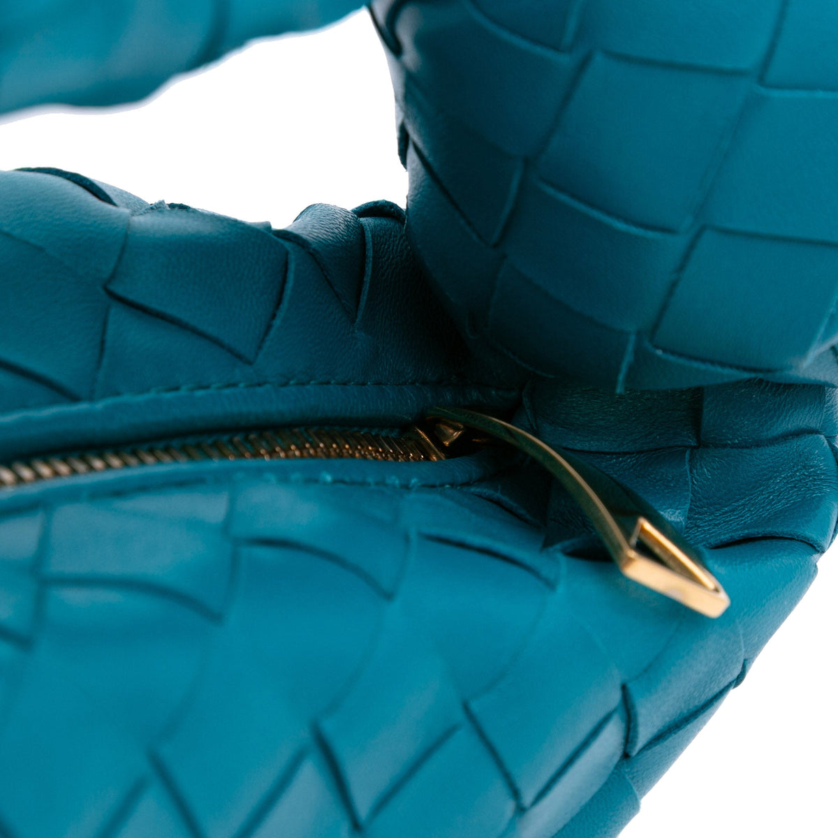 Second hand Bottega Veneta Jodie Mini Intrecciato Leather Hobo Handbag Blue - Tabita Bags