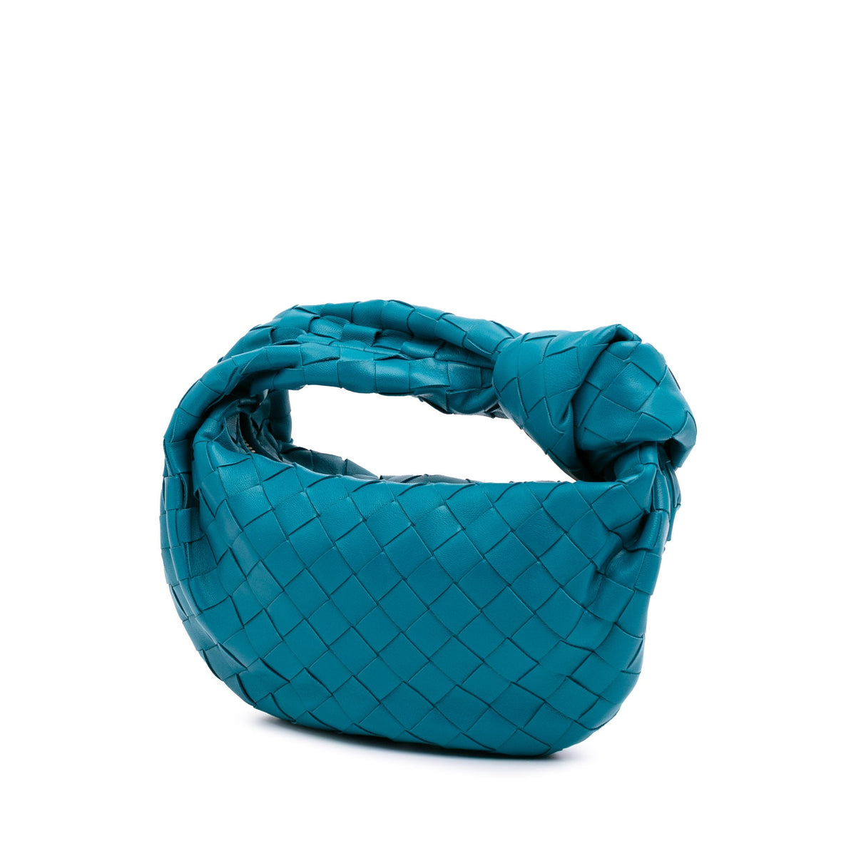 Second hand Bottega Veneta Jodie Mini Intrecciato Leather Hobo Handbag Blue - Tabita Bags
