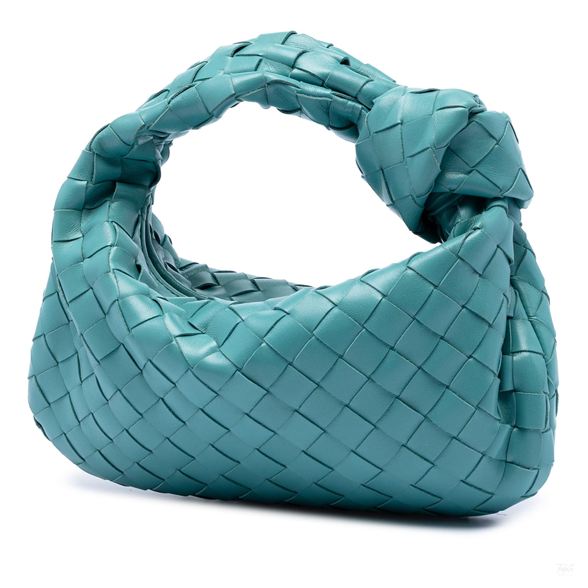 Second hand Bottega Veneta Jodie Mini Intrecciato Leather Hobo Handbag Blue - Tabita Bags