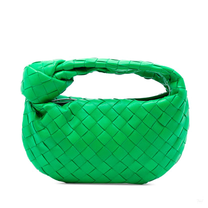 Second hand Bottega Veneta Jodie Mini Intrecciato Leather Hobo Handbag Green - Tabita Bags