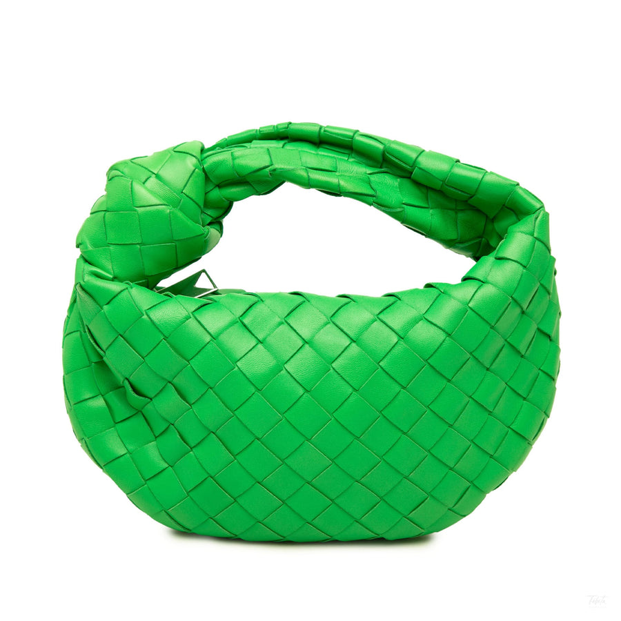 Second hand Bottega Veneta Jodie Mini Intrecciato Leather Hobo Handbag Green - Tabita Bags