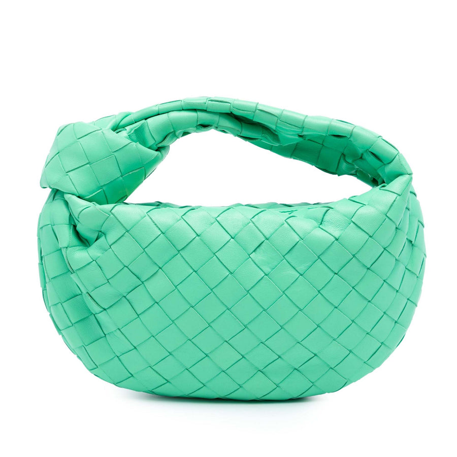 Second hand Bottega Veneta Jodie Mini Intrecciato Leather Hobo Handbag Green - Tabita Bags