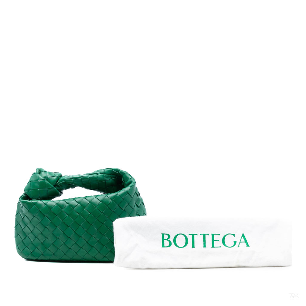 Second hand Bottega Veneta Jodie Mini Intrecciato Leather Hobo Handbag Green - Tabita Bags