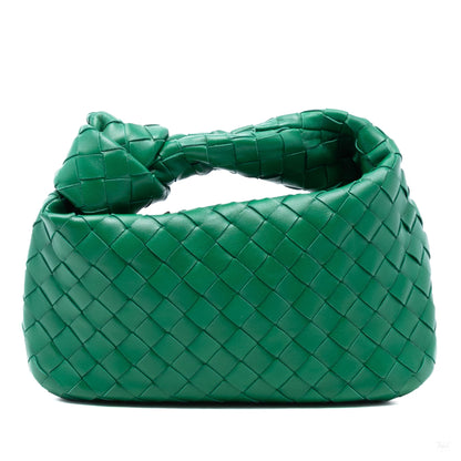 Second hand Bottega Veneta Jodie Mini Intrecciato Leather Hobo Handbag Green - Tabita Bags