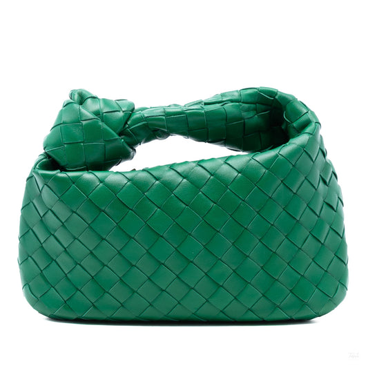 Second hand Bottega Veneta Jodie Mini Intrecciato Leather Hobo Handbag Green - Tabita Bags