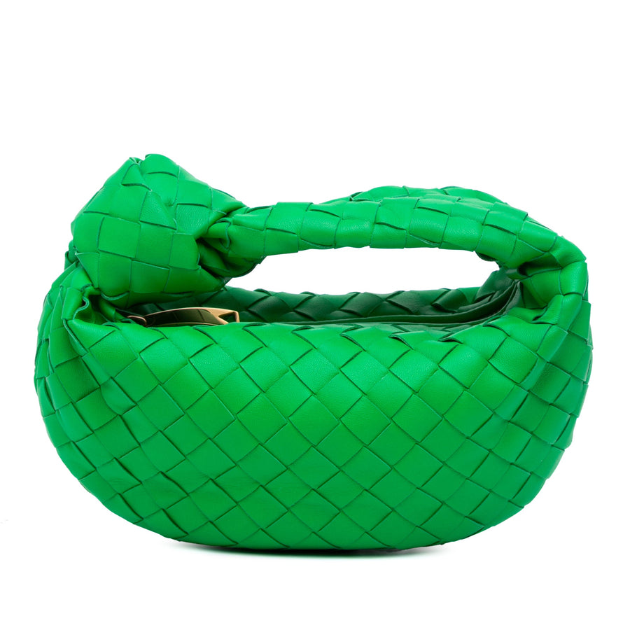 Second hand Bottega Veneta Jodie Mini Intrecciato Leather Hobo Handbag Green - Tabita Bags