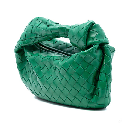 Second hand Bottega Veneta Jodie Mini Intrecciato Leather Hobo Handbag Green - Tabita Bags