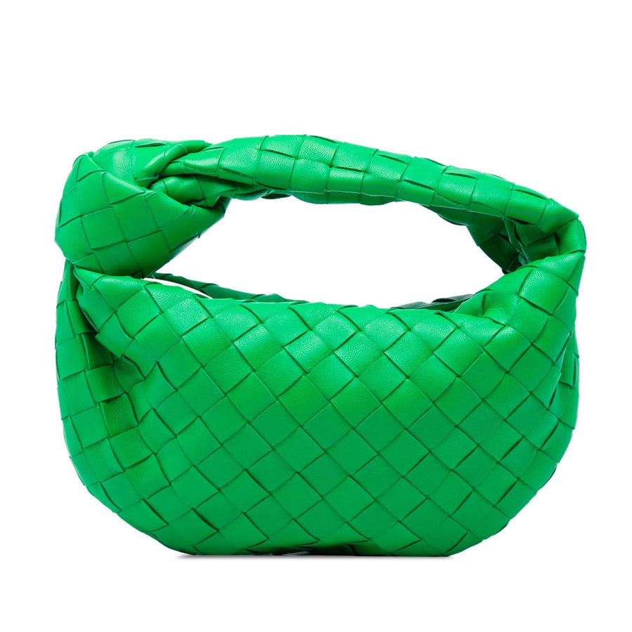 Second hand Bottega Veneta Jodie Mini Intrecciato Leather Hobo Handbag Green - Tabita Bags