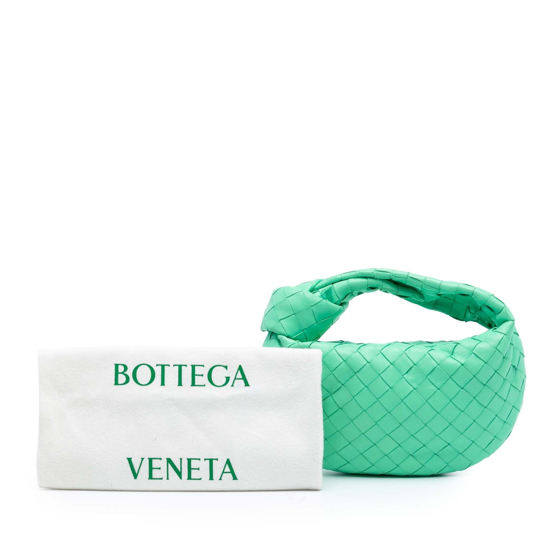 Second hand Bottega Veneta Jodie Mini Intrecciato Leather Hobo Handbag Green - Tabita Bags