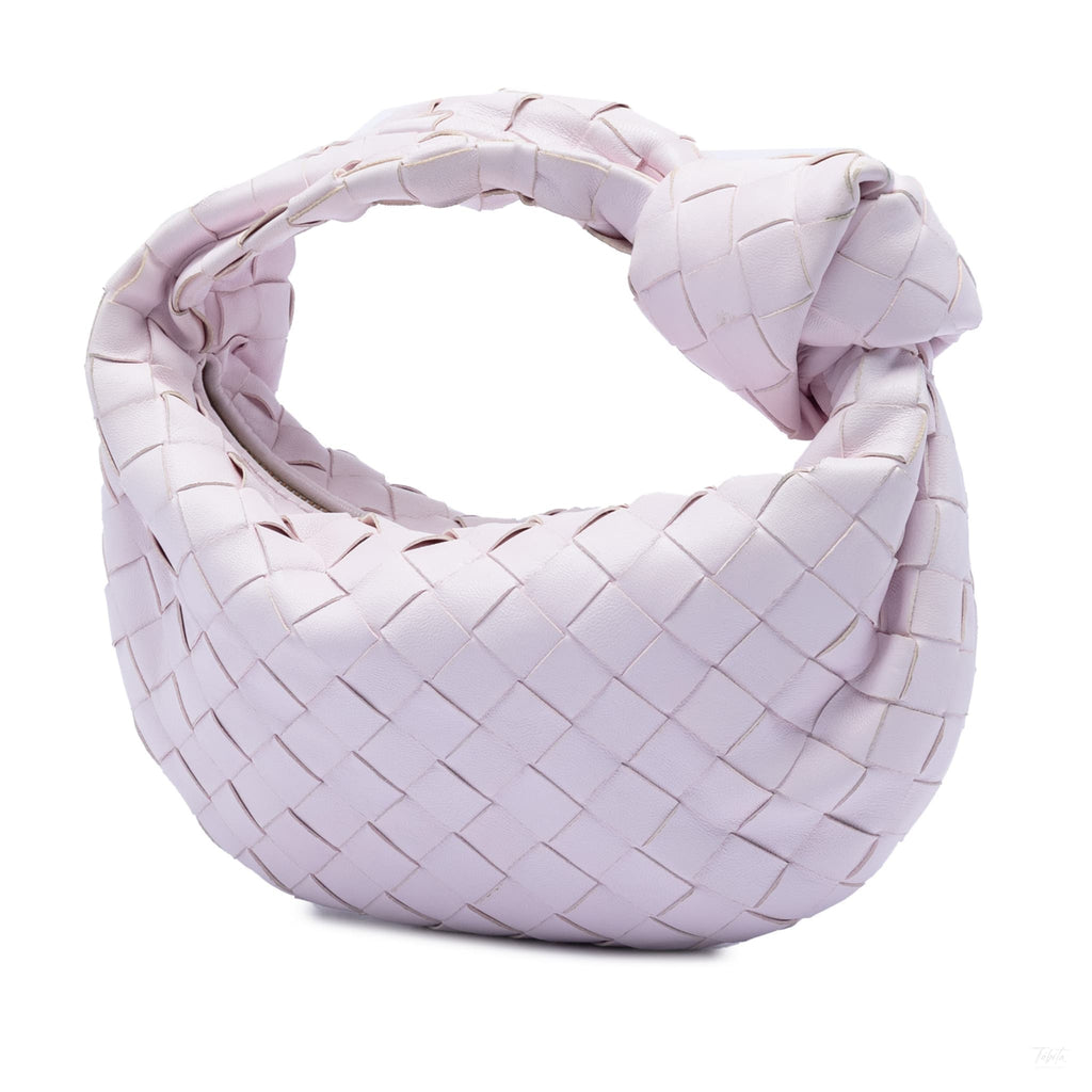 Second hand Bottega Veneta Jodie Mini Intrecciato Leather Hobo Handbag Pink - Tabita Bags
