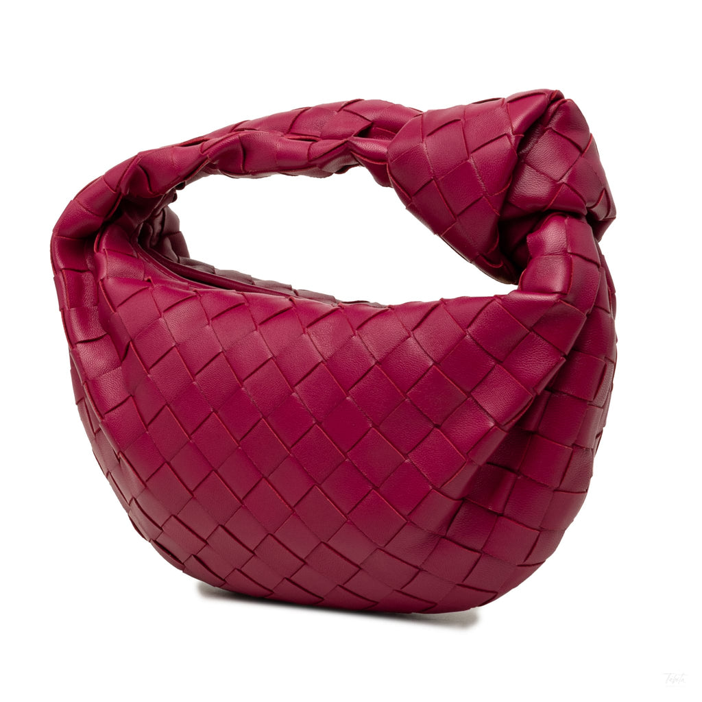 Second hand Bottega Veneta Jodie Mini Intrecciato Leather Hobo Handbag Pink - Tabita Bags
