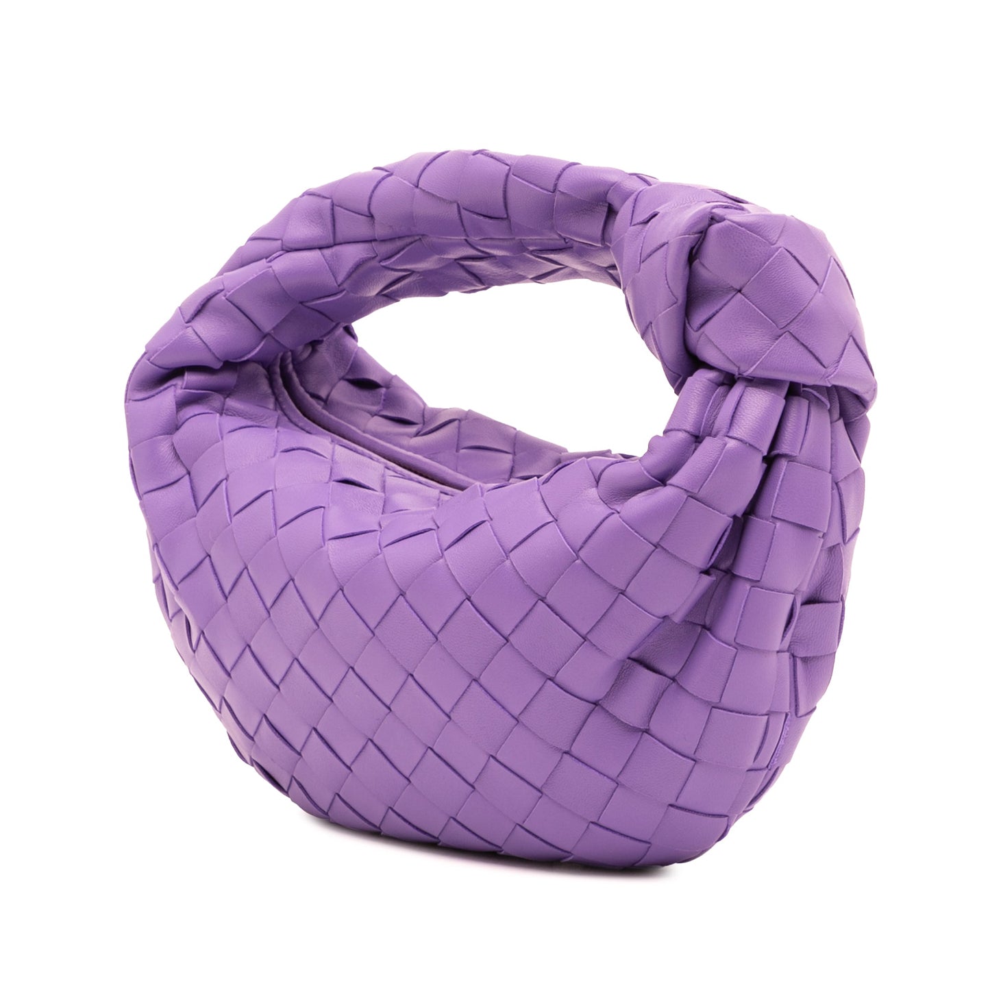 Second hand Bottega Veneta Jodie Mini Intrecciato Leather Hobo Handbag Purple - Tabita Bags