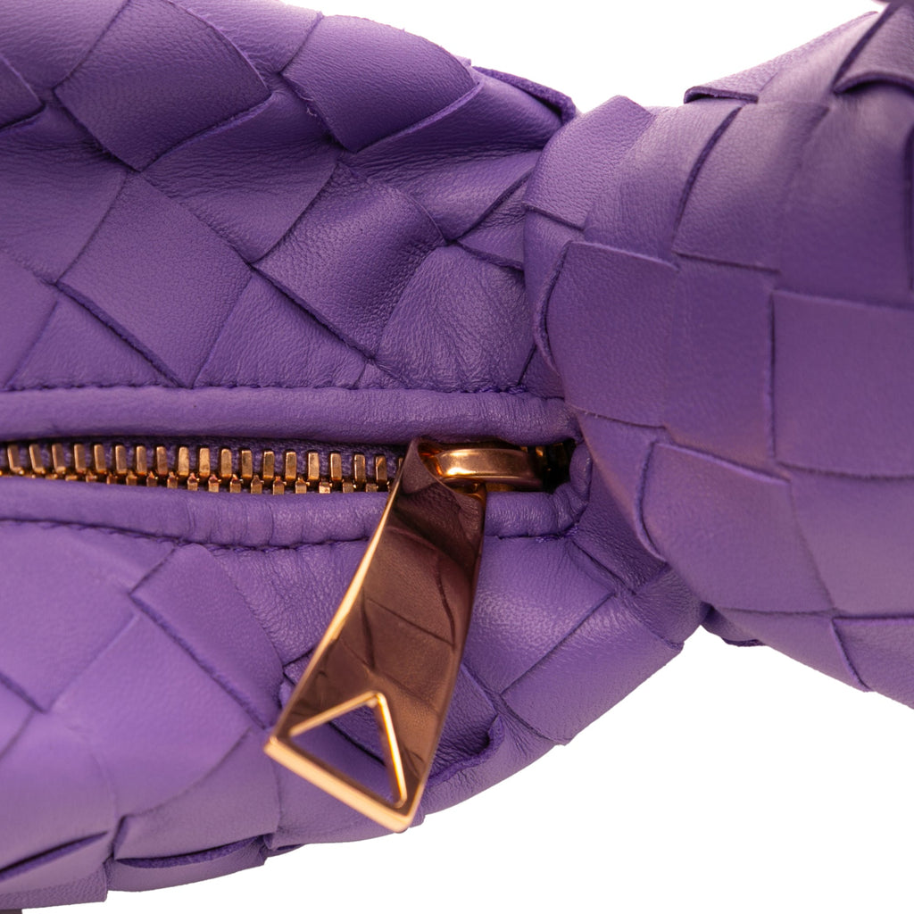 Second hand Bottega Veneta Jodie Mini Intrecciato Leather Hobo Handbag Purple - Tabita Bags