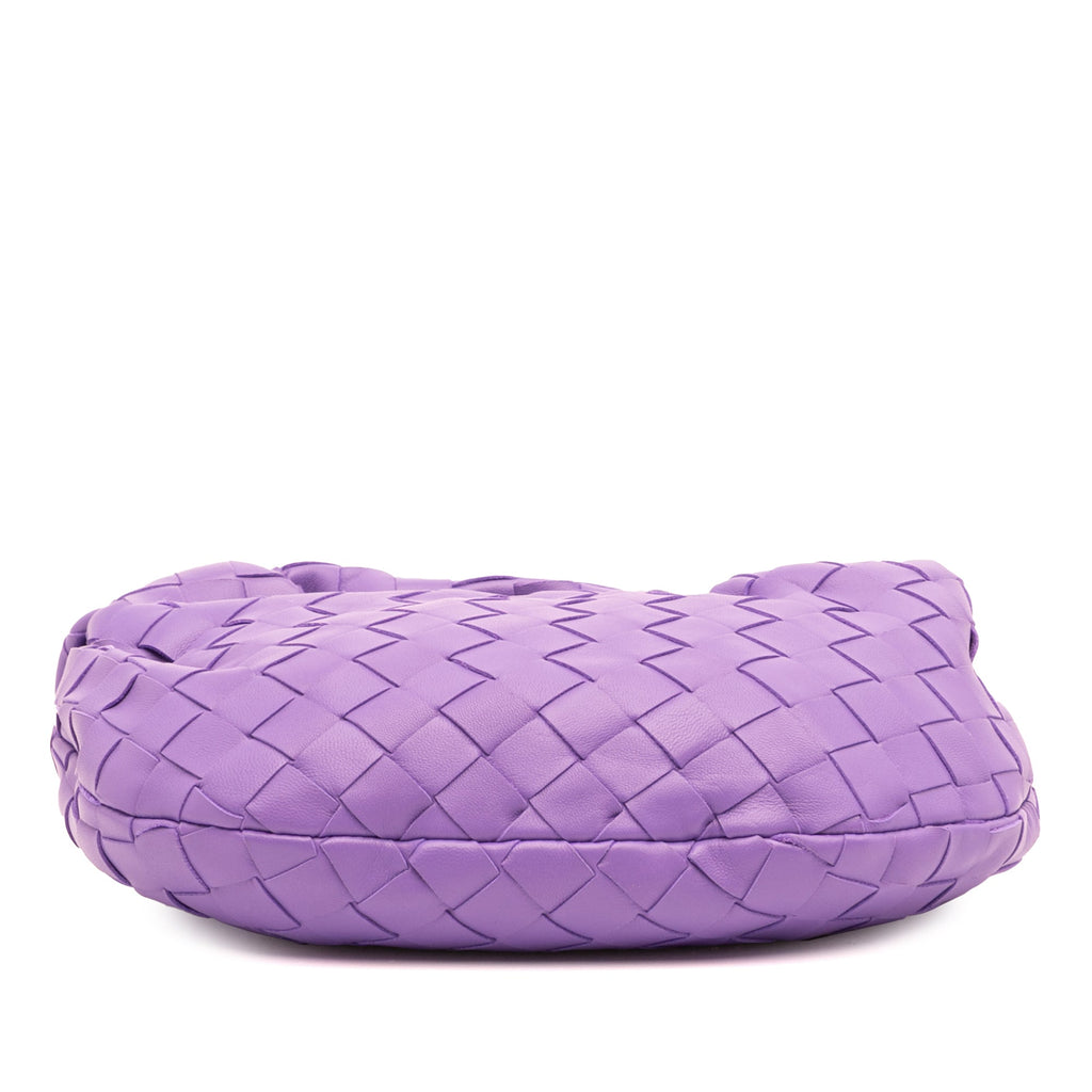 Second hand Bottega Veneta Jodie Mini Intrecciato Leather Hobo Handbag Purple - Tabita Bags