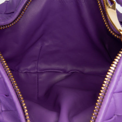 Second hand Bottega Veneta Jodie Mini Intrecciato Leather Hobo Handbag Purple - Tabita Bags