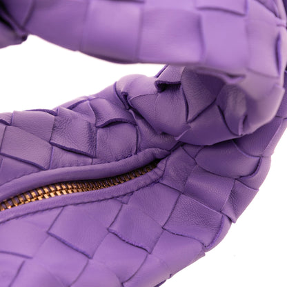 Second hand Bottega Veneta Jodie Mini Intrecciato Leather Hobo Handbag Purple - Tabita Bags