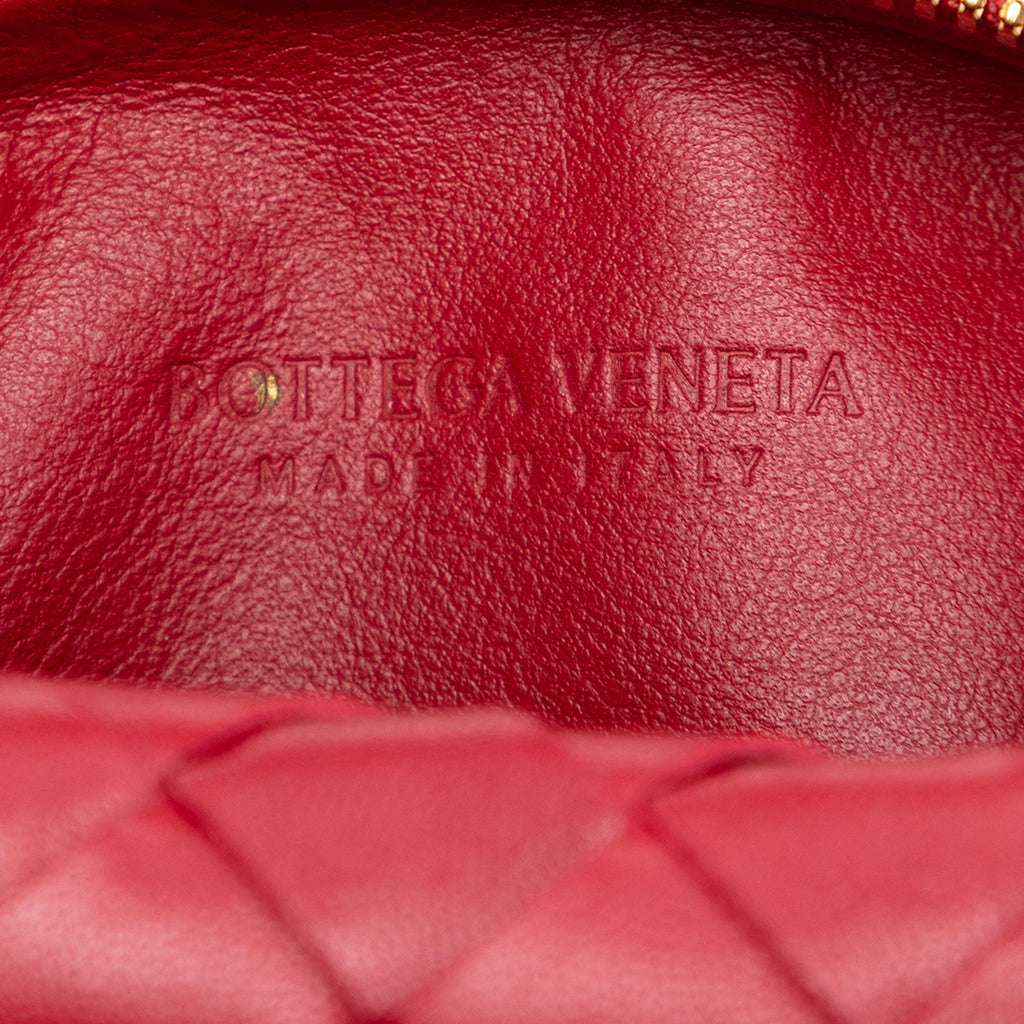 Second hand Bottega Veneta Jodie Mini Intrecciato Leather Hobo Handbag Red - Tabita Bags