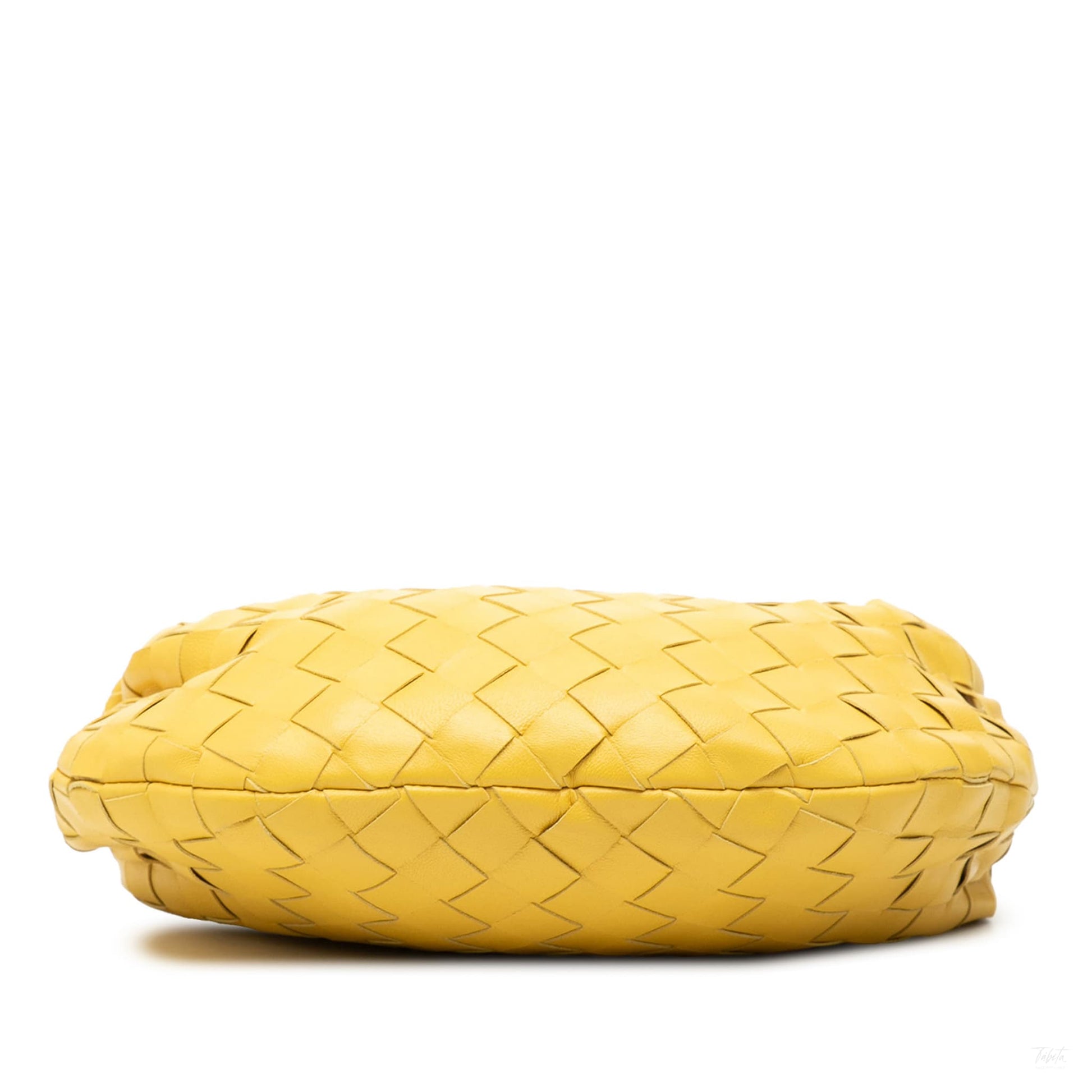 Second hand Bottega Veneta Jodie Mini Intrecciato Leather Hobo Handbag Yellow - Tabita Bags