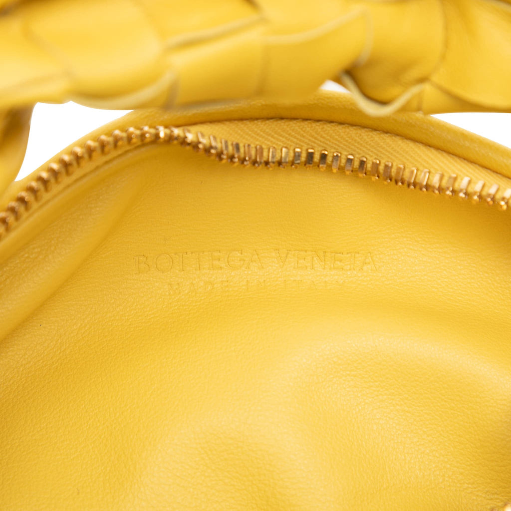 Second hand Bottega Veneta Jodie Mini Intrecciato Leather Hobo Handbag Yellow - Tabita Bags