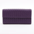 Second hand Bottega Veneta Long Flap Wallet Intrecciato Nappa Leather Purple - Tabita Bags