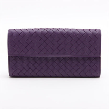 Second hand Bottega Veneta Long Flap Wallet Intrecciato Nappa Leather Purple - Tabita Bags