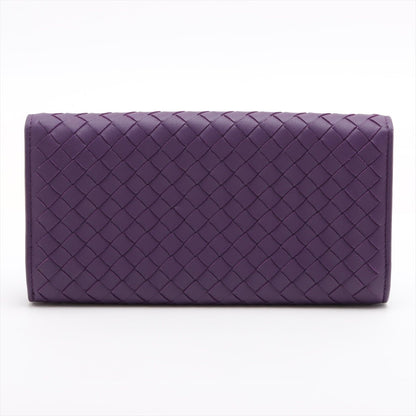 Second hand Bottega Veneta Long Flap Wallet Intrecciato Nappa Leather Purple - Tabita Bags