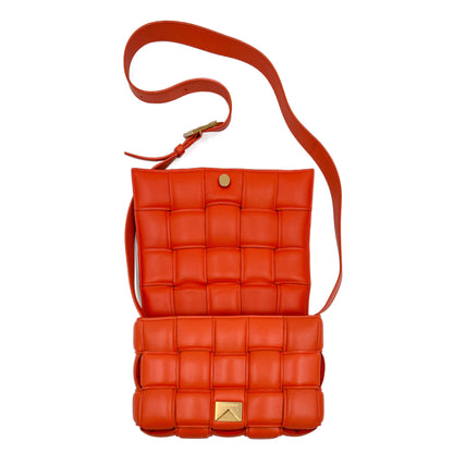 Second hand Bottega Veneta Padded Cassette Leather Camera Crossbody Orange - Tabita Bags