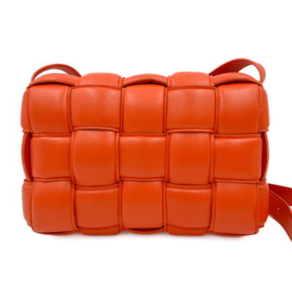 Second hand Bottega Veneta Padded Cassette Leather Camera Crossbody Orange - Tabita Bags