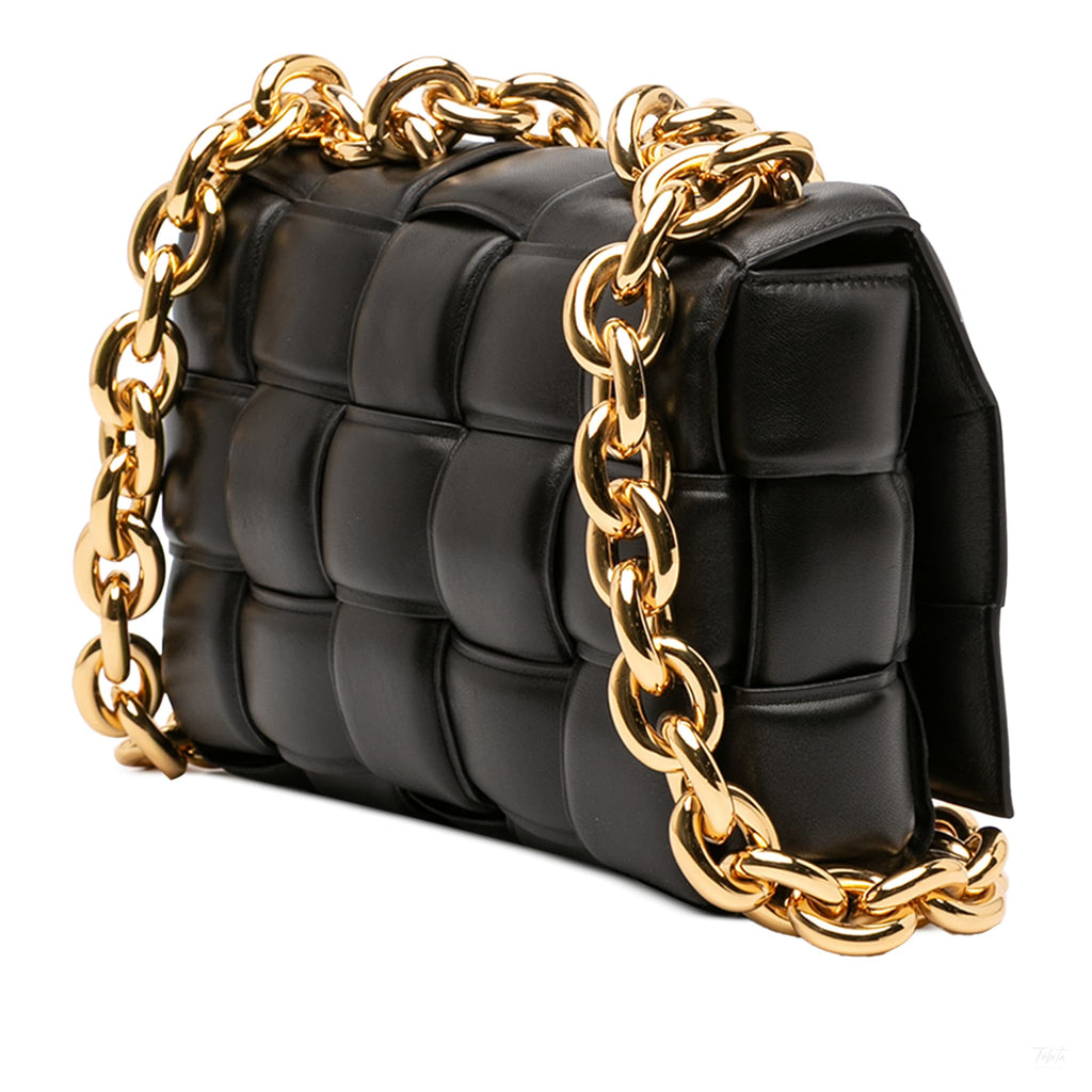 Second hand Bottega Veneta Padded Cassette Leather Crossbody Black - Tabita Bags
