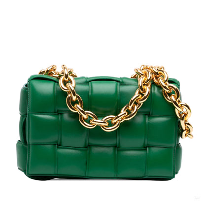 Second hand Bottega Veneta Padded Cassette Leather Crossbody Green - Tabita Bags