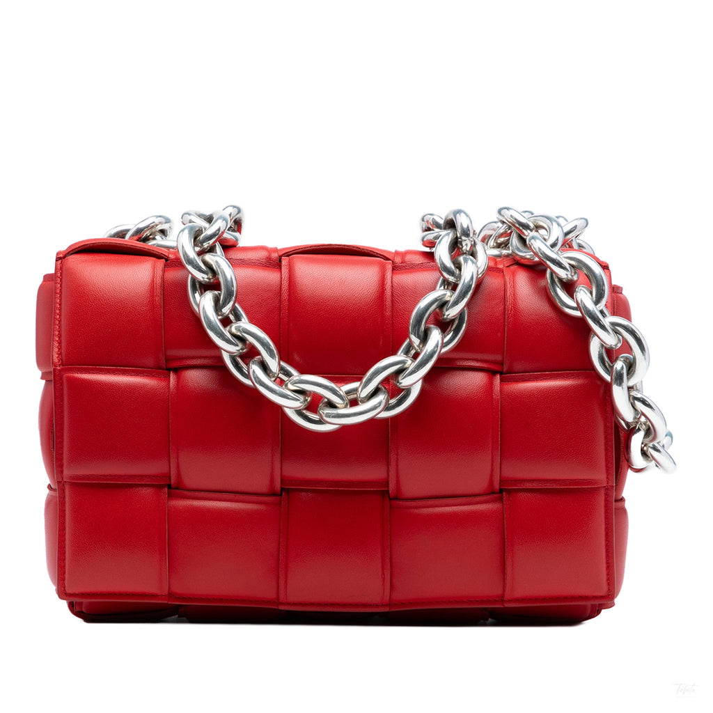 Second hand Bottega Veneta Padded Cassette Leather Crossbody Red - Tabita Bags
