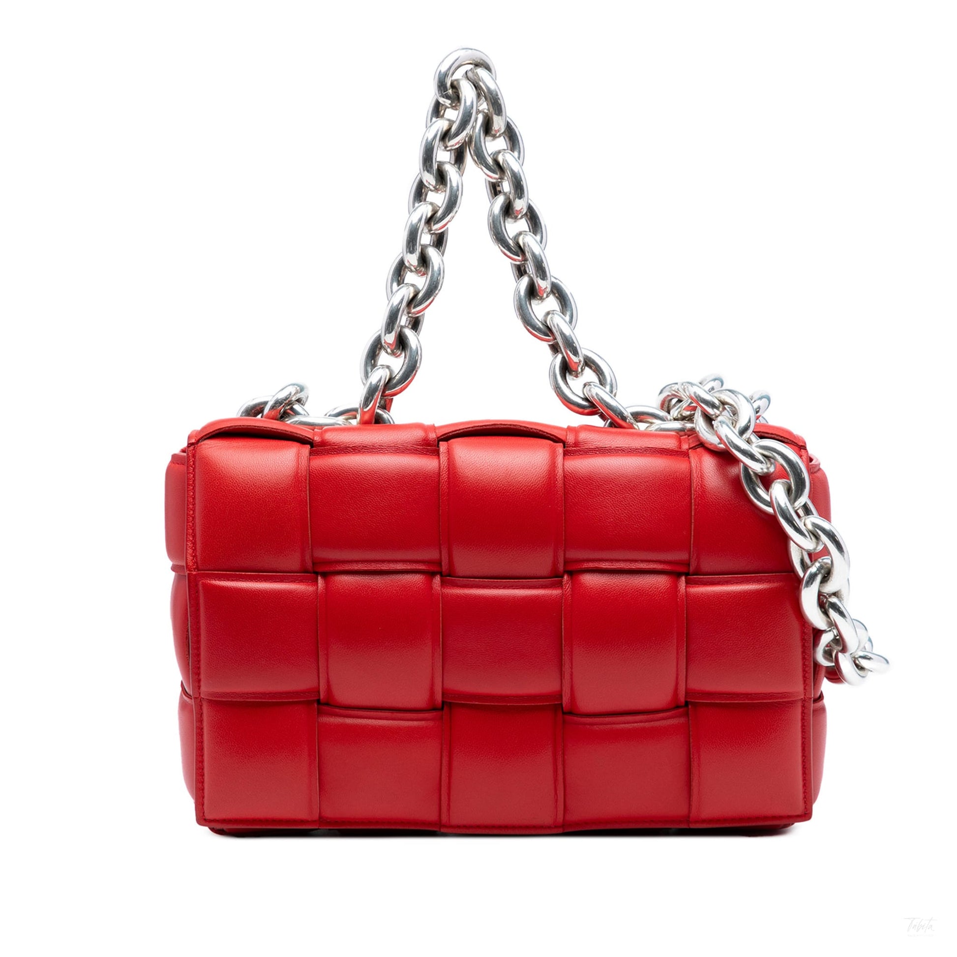 Second hand Bottega Veneta Padded Cassette Leather Crossbody Red - Tabita Bags
