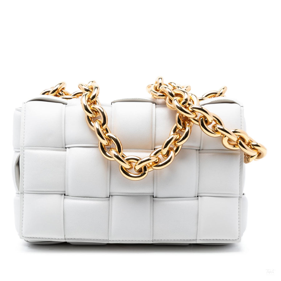 Second hand Bottega Veneta Padded Cassette Leather Crossbody White - Tabita Bags
