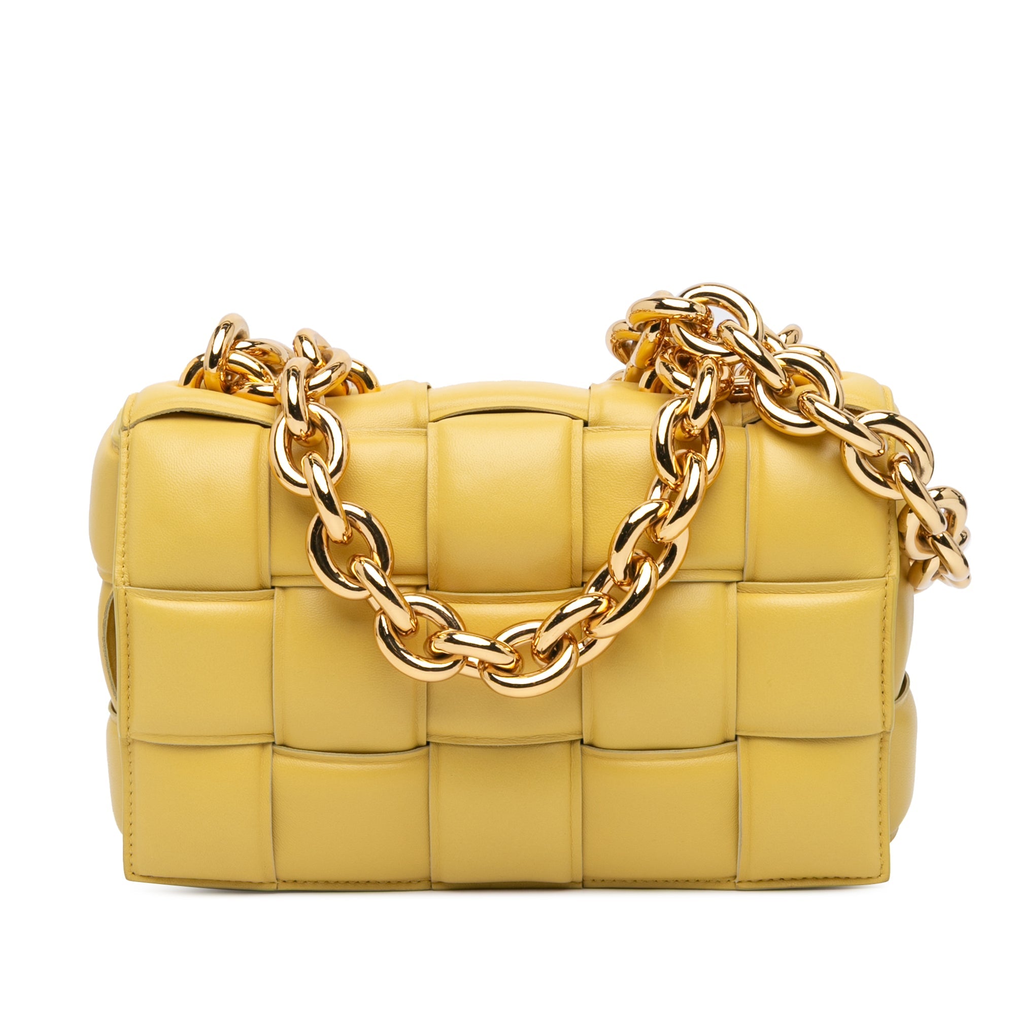 Bottega Veneta Padded Cassette Leather Crossbody Yellow - Tabita