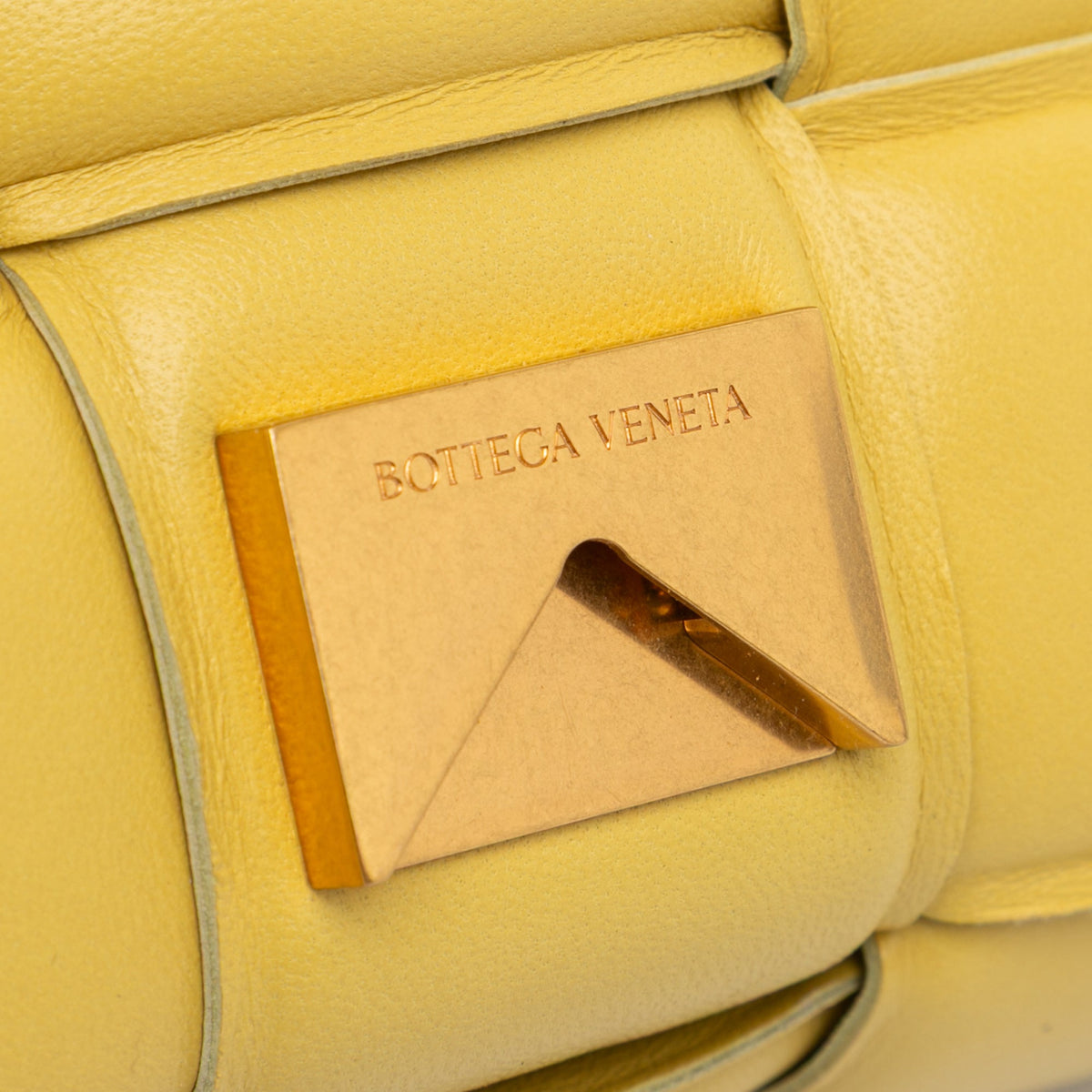 Second hand Bottega Veneta Padded Cassette Leather Crossbody Yellow - Tabita Bags
